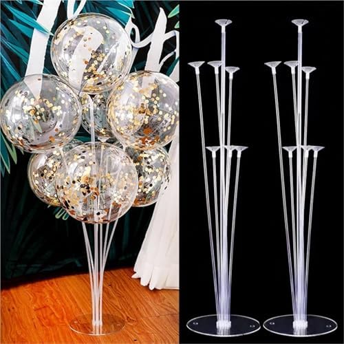8 Set Balloon Sticks With Bases DIY Balloons Stand Balloon Holder Column Clear Happy Birthday Party Decorations Kids Baby Shower Wedding Party SuppliesNO.784 - Image 2