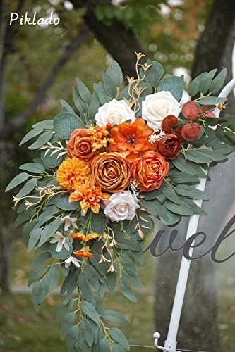 Faux Flower Swag Set of 2 for Wedding Welcome Signs Floral Swag Reception Ceremony Decor Orange - Image 4