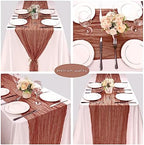35x120 Inch Dusty Blush Cheesecloth Table Runner Boho Wedding Party Decor - Image 5