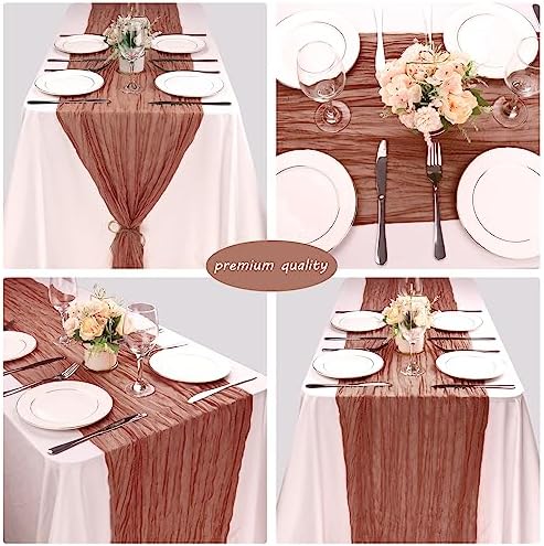 35x120 Inch Dusty Blush Cheesecloth Table Runner Boho Wedding Party Decor - Image 5