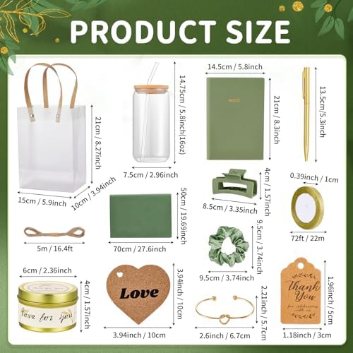 46Pcs Baby Shower Prizes for Game Winners Gifts Wedding Bridal Shower Gifts Including Glass Cans Notebooks Soy Candles Hair Clips for Baby Shower Wedding Bridal Shower Game Prizes (Green, 4 Sets) - Image 4