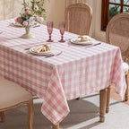 Gingham Tablecloth Rectangle Table, Cotton Linen Fabric Picnic Checkered Table Cloth Farmhouse Washable Wrinkle Free Buffalo Plaid Table Cover for Outdoor Birthday Party, Pink, 60x106 - Image 2
