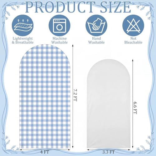Tegeme 2 Set Gingham Arch Backdrop Cover 7.2ft 6.6ft Arch Cover, Blue,White - Image 2