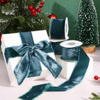 Preboun 4 Rolls Christmas Velvet Ribbon 24 Yards,Teal,2 Inch - Image 2
