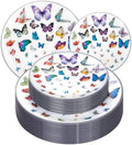 LIYH Silver Rim White 60 Pcs Heavy Duty Plastic Butterfly Plates Wedding by LIYHLoveinyourheart