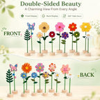 11 PCS Double‑Sided Wildflower Decorations with Wooden Base felt flowers - Image 3