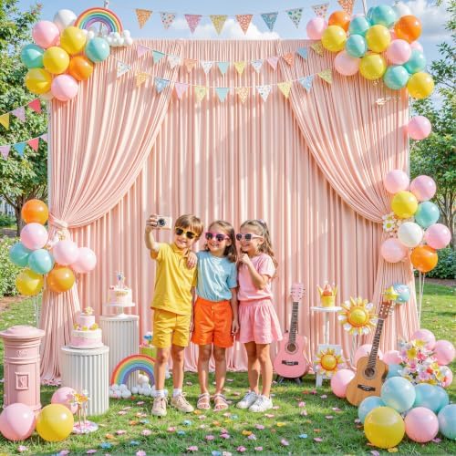 10x10FT Backdrop Curtains with Rod Pockets - Wrinkle Free Photo Stage Backdrop 2 Panels Curtains Drapes for Photography Wedding Party Baby Shower Decorations (Blush Pink) - Image 3