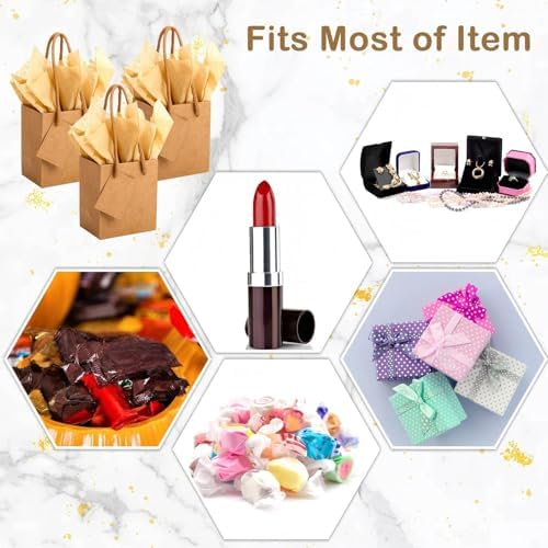 Sherr 200 Pcs Mini Gift Bags Bulk, Extra Small Brown Kraft Paper Bag with Card and Handle, 4x2.8x4.5 Tiny Little Gift Box with Tissue Paper for Birthday, Party Favor, Wedding, Baby Showers, Business - Image 6