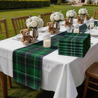 12 Pcs 72 X 13 Tartan Plaid Table Runner, Green Blue Tartan Baby Shower - Image 7
