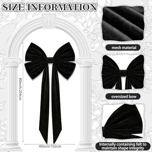 Suncalla 40 x 80 Inch Extra Large Black Velvet Bow for Backdrop, Xmas Tree - Image 3