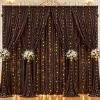 30x10ft Brown Backdrop Curtains with Lights Photo Drapes Wrinkle Free Fabric Backdrop Curtain for Wedding Birthday Party Baby Shower Bridal Shower Home Party Background Decorations - Image 4