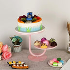 2 Tier Cake Stand, Metal Cupcake Stand Dessert Display Trays of 10/8 Inch, Tall Cake Stand for Wedding, Baby Shower, Home Decor, Throw Events and Parties (Pink) - Image 6