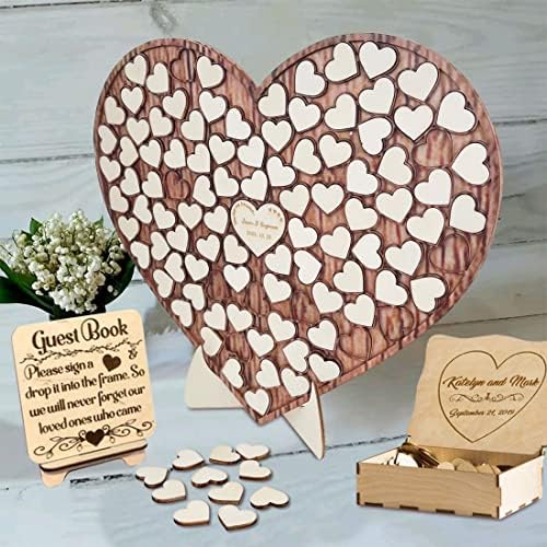 Personalized Wedding Guest Book Alternative, Custom Wood Hearts for Guest Book Wedding Drop Box, Wedding Decor, Rustic Wedding, Guest Book Sign, Wooden Guest Book, 30x25 cm - Image 6