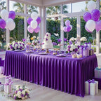 Dark Purple Satin Table Clothes for 4 Foot Rectangle Tables - 4FT Wrinkle Resistant Glitter Rectangle Tablecloths, Party Table Covers for Wedding Banquet, Baby Shower, Birthday, Holiday Dinner by WishCare