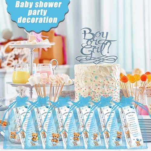 145 Pieces Baby Shower Favors for Guest Blue Teddy Bear Ballpoint Pens and Keychains Gifts for Boys Bulk Retractable Baby Shower Pens Gender Reveal Thank You Cards Souvenirs Prizes Party Favors - Image 7