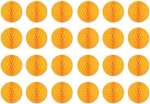 Beistle 24-Piece Tissue Balls in Golden Yellow, Decorative Ceiling/Wall Hanging for Birthday, Bridal/Baby Shower, Anniversary, Events, Parties, 12" by Beistle