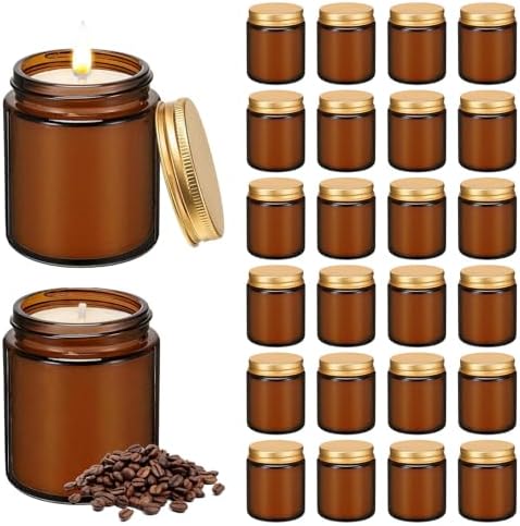 24 Pack 6 oz Coffee Scented Soy Candles, Bulk Glass Jar Aromatherapy Candles, Long Lasting Soy Wax Candles for Home, Wedding, Party & Stress Relief by Veiuwa