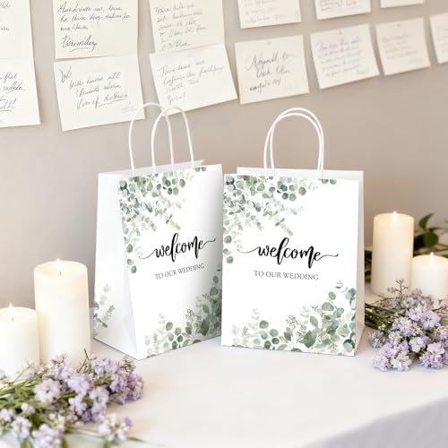 QIELSER 50 pcs Welcome Bags for Wedding Guests Bulk with Tags Welcome to Our Wedding Gift Bags with Handles for Birthday Party Baby Shower Favors Supplies - Image 6