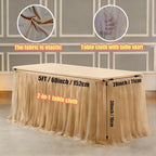 1-Pack Champagne 2-in-1 Tulle Tablecloth for 5-Foot Rectangular Table - Image 2