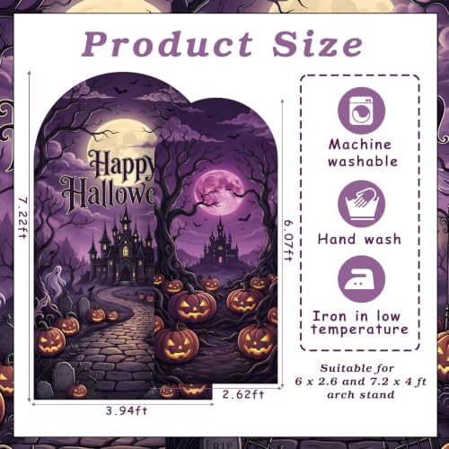 Set of 2 Purple Happy Halloween Arch Backdrop Covers (7.2ft, 6ft) - Image 5