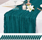 20 Pack Teal Table Runner 17 x 108inch Cheesecloth Table Runner Rustic Boho Gauze Sheer Fabric Cheese Cloth Table Runners for Wedding Party Bridal Baby Shower Birthday Spring Table Decor by Lumaycens