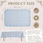 Tudomro Striped Tablecloth, Rectangle, Baby Blue, White, 84'' X 60'' - Image 2