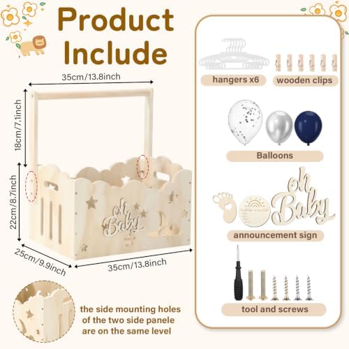 Blue Silver, Wooden Baby Shower Crate Closet,Hollow - Image 3