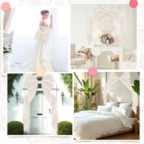 Suncalla 40 x 80 Inch Extra Large White Velvet Bow for Backdrop, Xmas Tree - Image 7
