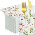 Potchen 100 Pcs Linen Feel Napkins Disposable, Vintage Rose Floral by Potchen