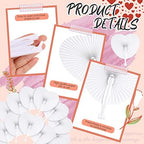 Yinkin 80 Sets White Paper Fans for Wedding Guests Bulk with Plastic Handles, Foldable Heart Shaped Handheld Fans with 80 Organza Bags for Birthday Bridal Shower Church Celebration DIY Party Decor - Image 3