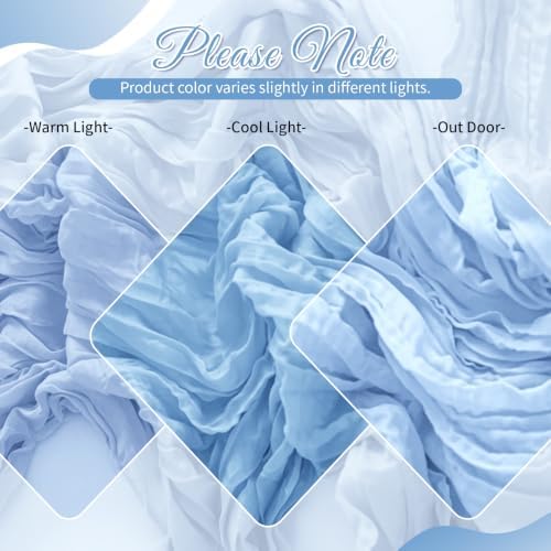 Light Blue Boho Cheesecloth Table Runner 12 Pack 17x108 Inch Sheer Gauze - Image 5