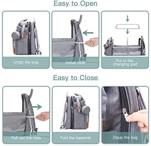 ISMGN Diaper Bag Backpack with Changing Station, Baby Bag for Mom, Grey - Image 5