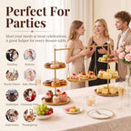 Metal 3 Tier Cupcake Stands Display, Removable Tray with Swing,Gold - Image 3