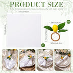 Preboun 24 Pcs White Cloth Napkins 19"x19" with Lemon Napkin Rings - Image 2
