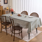 vctops Farmhouse Green Plaid Ruffle Table Cloth, Boho Cotton Linen Tablecloth, Washable Table Cover for Rectangle Table Baby Shower Kitchen Party Wedding Decor (Grey Green,55"x102") - Image 3