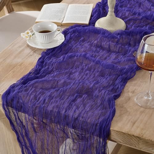 12 Pack Purple Cheesecloth Table Runners, 120 Inch 10Ft Gauze Table Runner for Wedding Birthday Party Baby Shower Decorations - Image 3