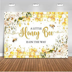 Mocsicka Bee Baby Shower Backdrop - Honey Bee Theme Party Decorations Background - Floral Sweet Honeycomb Bumblebee Decor - Cake Table Portrait Photoshoot Studio Props (10x8ft) by Mocsicka