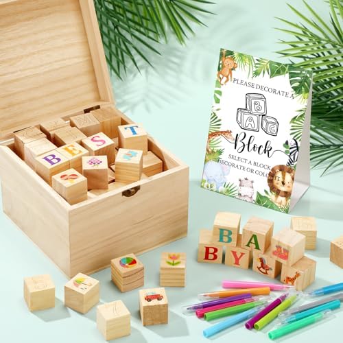 Marsui 136 Pcs Baby Shower Blocks to Decorate Game Kit, Animal - Image 6