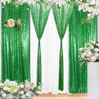 Eternal Beauty Green Sequin Backdrop Curtains, 4 Panels 2x8FT by EternalBeauty