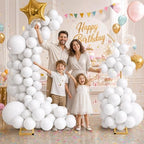 Balloon Arch Stand Kit Set with 145PCS Different Sizes White Balloons – Metal Backdrop Frame with 8 Water Bags, Gold Semi-Open Arch for Birthday, Bridal Shower, Party Decorations Indoor Outdoor. - Image 4