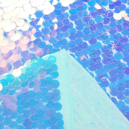 QueenDream Green Sequin Table Cloth: 51x35 Inches Sequin Payette Tablecloth - Iridescent Glitter Fabric for Girls Wedding Mermaid Party Birthday Decorations - Image 3