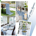 16 Pack Dusty Blue Cheesecloth Table Runners 20x120 Inch Gauze Table Runner Cheese Cloth 10FT Blue Table Runner Rustic Sheer Runner for Wedding Baby Shower Birthday Party Table Decor - Image 5