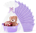 10PACK Purple Baskets for Gifts Empty, 12"x 8"x 5" Woven Gift Baskets with Gift Bags and Bows, Empty Gift Baskets for Christmas, Baby Gift Basket for Nursery, Shelf Small Storage Basket with Handles by AFOROEOA