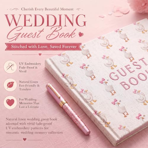 Engrowtic Embroidered Silly Goose Baby Shower Guest Book Linen Cute - Image 3