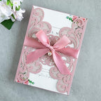 20Pcs Dusty Rose Laser Cut Wedding Invitation Cards With Envelopes - Image 2