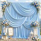 4 Panels Blue Backdrop Curtains, Baby Blue Drapes for Backdrop 20ft x 10ft by LittleFunny