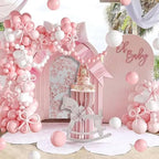 Pink Flower Arched Backdrop Covers Double-Sided Stretchy Arch Stand Cover for Girls Birthday Baby Shower Parties Decoration Props(No Stand!) - Image 4