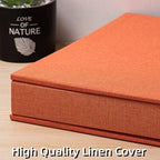 Large Photo Album Self Adhesive 4x6 5x7 3x5 8x10 Scrapbook Magnetic Album DIY Scrap Book Length 13 x Width 12.8 (Inches) 120 Black Sticky Pages Linen Cover DIY Photo Album(Orange) - Image 4