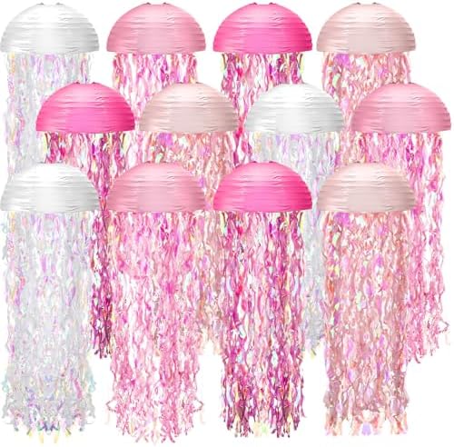 Baquler Set of 12 Jellyfish Party Decoration Pink Colors Paper Lanterns by Baquler