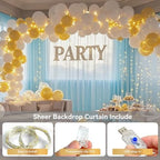 Ledido 10×10ft Blue Tulle Backdrop Curtain with Light(6 Panels 5×10ft) - Image 2